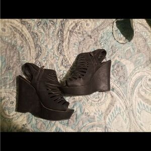 Women's Black Wedge Sandals